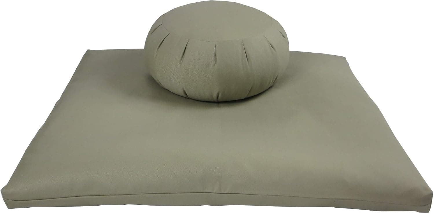 Buckwheat Zafu and Zabuton Meditation Cushion Set (2pc), Sand