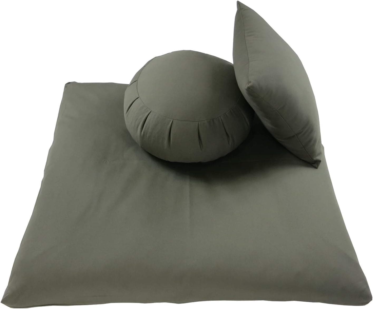 Kapok Zafu and Zabuton Meditation Cushion Set (2pc), Olive
