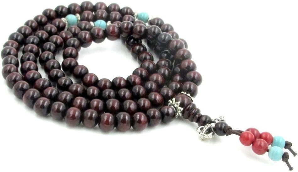 8mm 108 Wood Beads Tibetan Buddhist Prayer Rosary Meditation Mala Necklace
