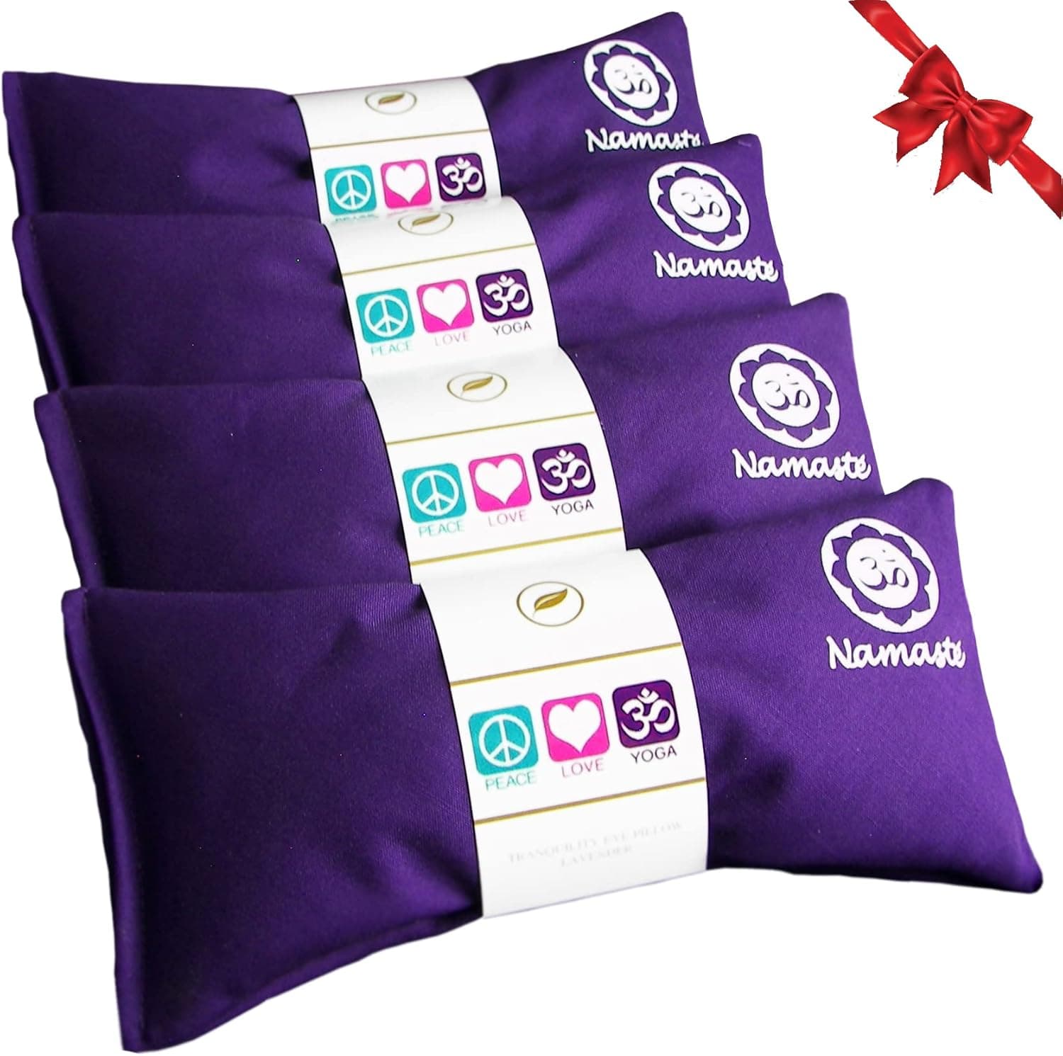Happy Wraps Namaste Lavender Eye Pillows - Hot Cold Aromatherapy, Set of 4, Purple Cotton