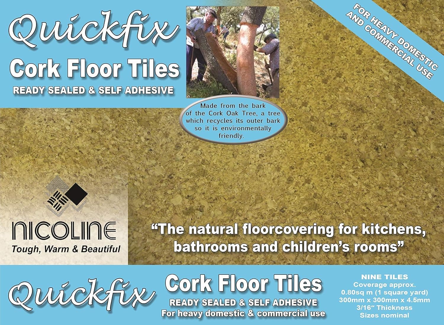 5mm Self-Adhesive Cork Floor Tiles (0.80m2)