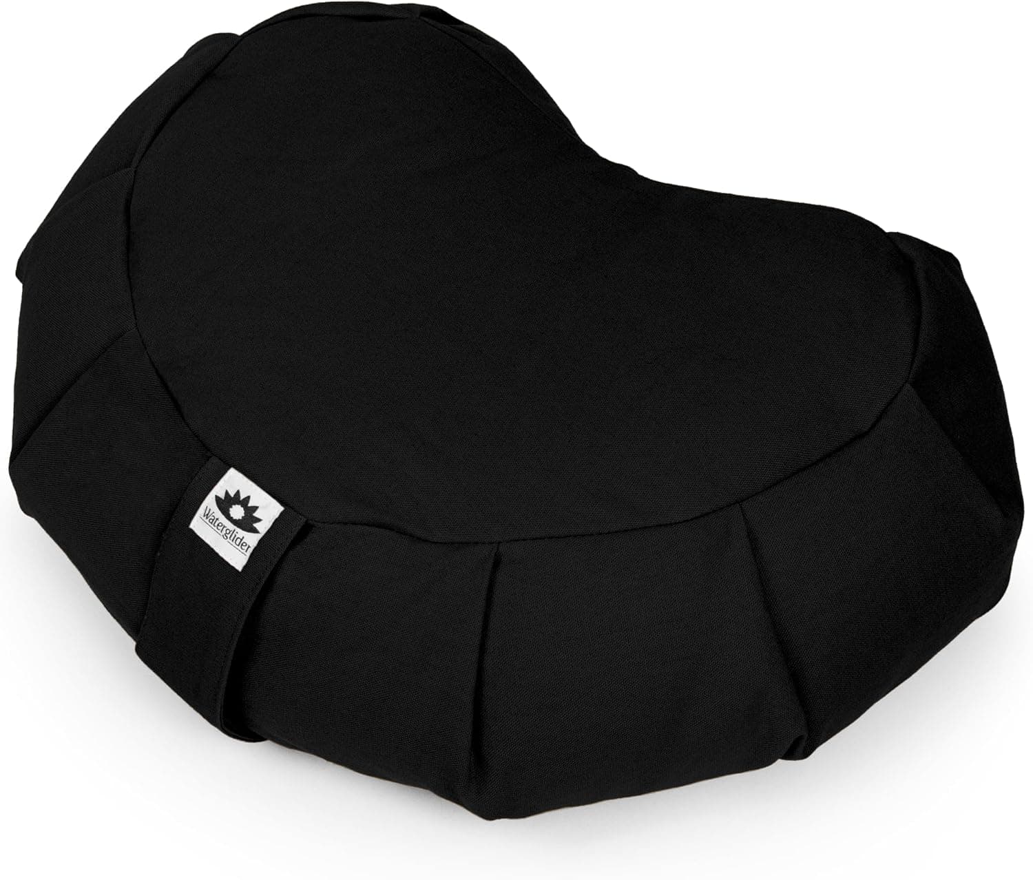 Waterglider International Crescent Zafu Meditation Cushion, Buckwheat Husk Filled, Made in USA