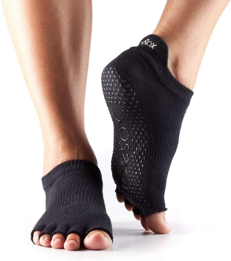 toesox Toeless Socks for Women with Grips - Non Slip Low Rise Half Toe for Ballet, Yoga, Pilates and Barre