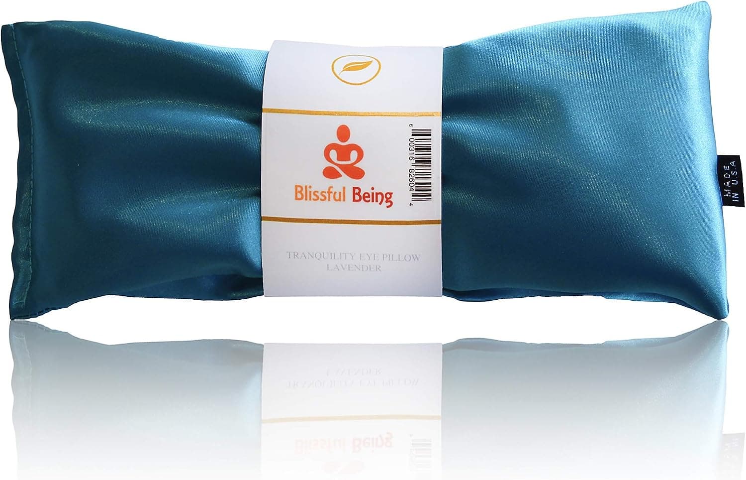 Blissful Being Lavender Eye Pillow - Hot or Cold Weighted Satin Eye Mask, Made in USA (Aqua)