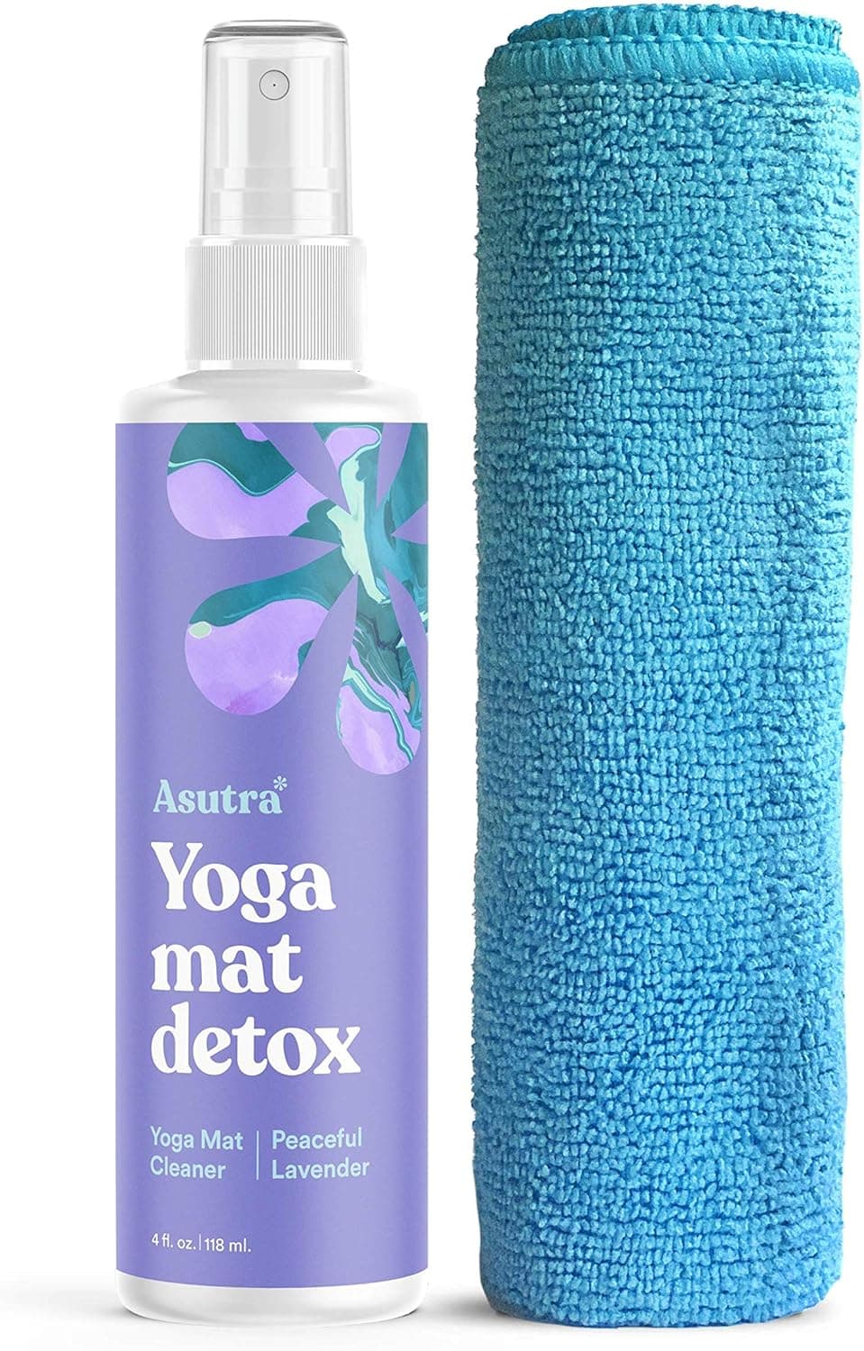 ASUTRA Yoga Mat Cleaner Spray (Peaceful Lavender), 4 fl oz - No Slippery Residue, Organic Essential Oils