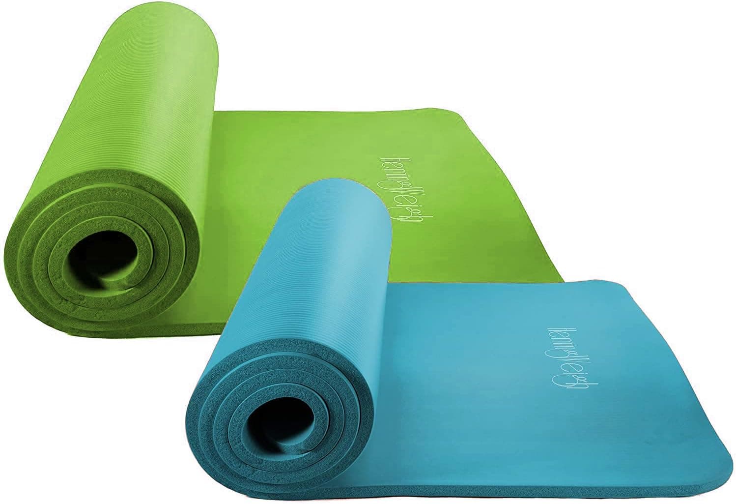 HemingWeigh 1/2 Inch Extra Thick High Density Exercise Yoga Mat with Carrying Strap, 2 Pack Combo