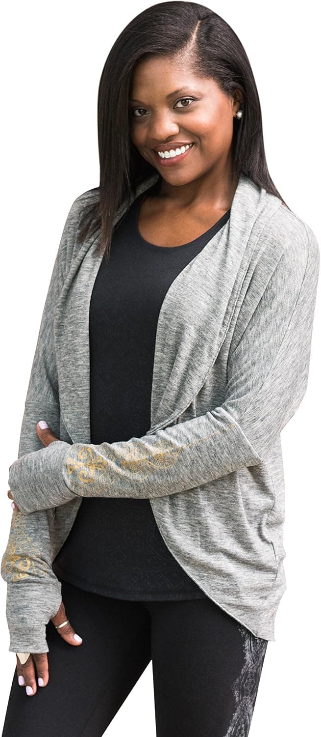 Gaiam Women's Peace Yoga Wrap, Heather Knit Quick-Dry Layering Piece