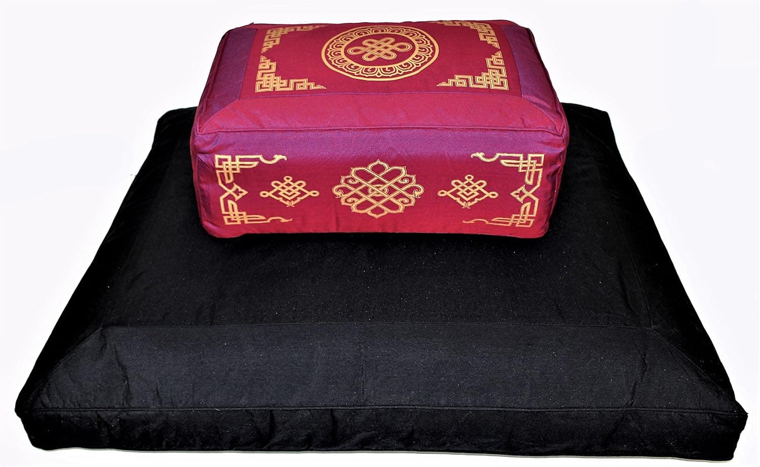 Boon Decor Meditation Cushion Set, Rectangular Zafu Pillow and Zabuton, Lotus Enlightenment Olive Green
