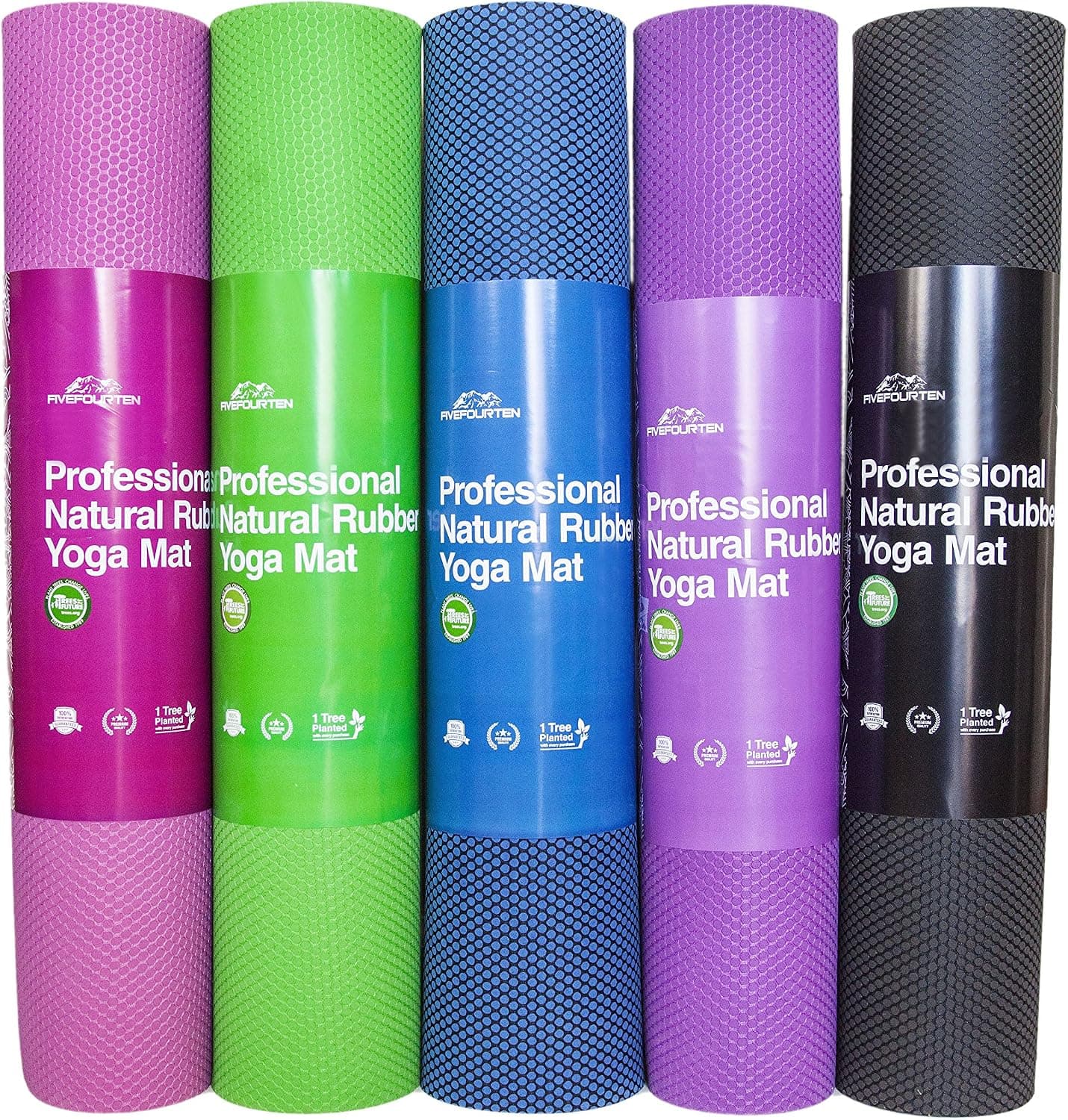 FiveFourTen Hot Yoga Mat - Non Slip, Odorless, Natural Rubber, 72 x 24 Inch, Black, 3mm
