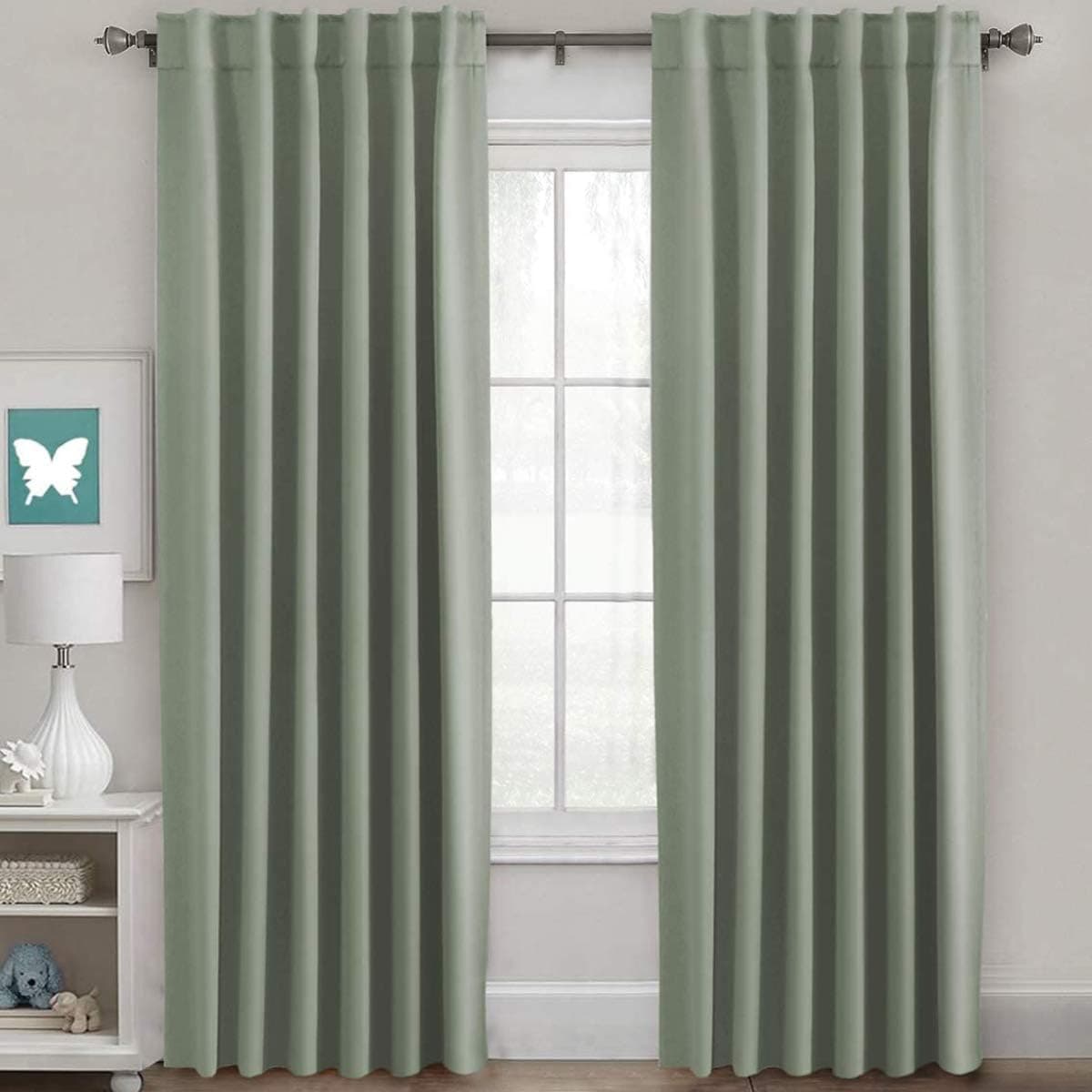 H.VERSAILTEX Blackout Curtains Thermal Insulated Room Darkening Drapes, 52 x 84 Inch, Light Sage, 2 Panels