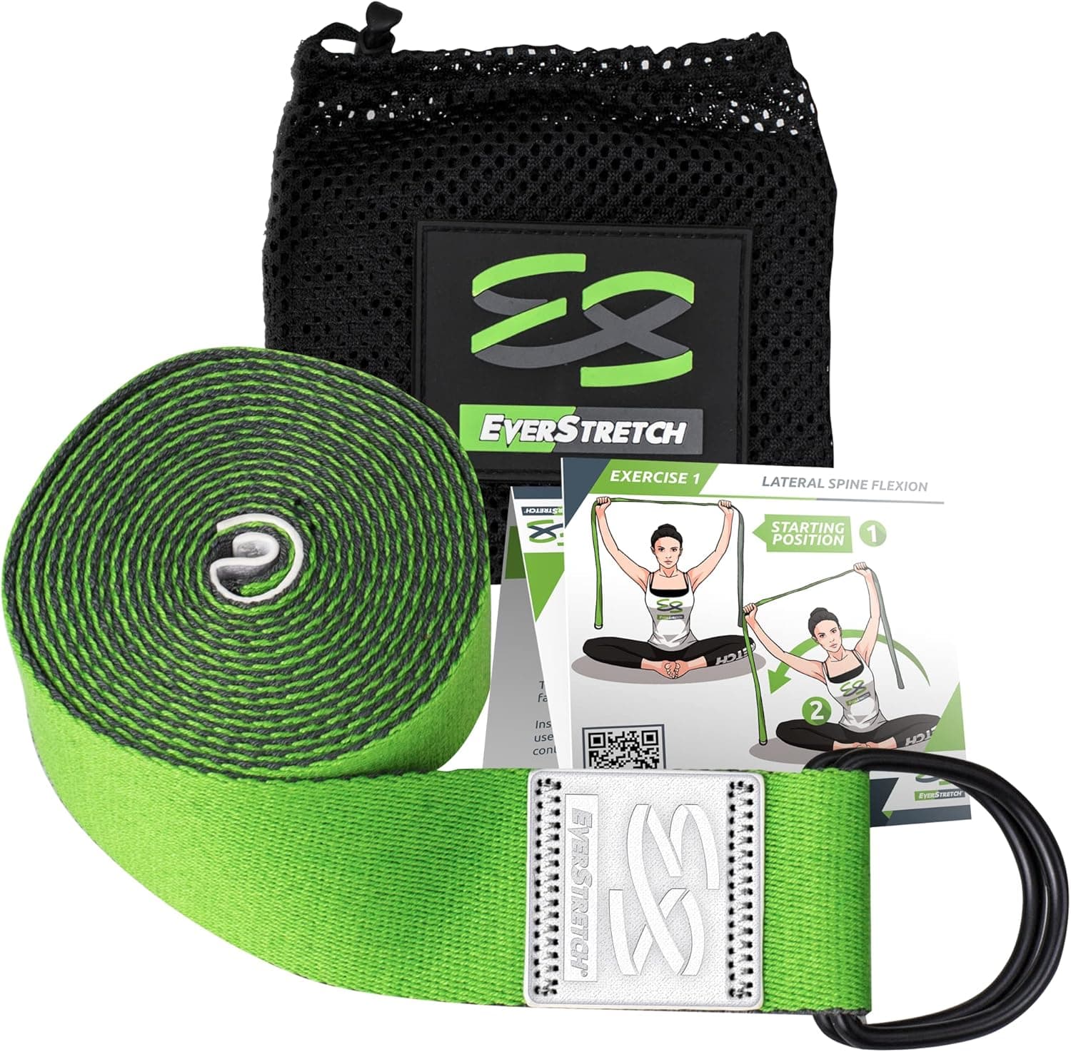 EverStretch Yoga Strap for Stretching Premium Quality 8ft Adjustable D Ring Belt
