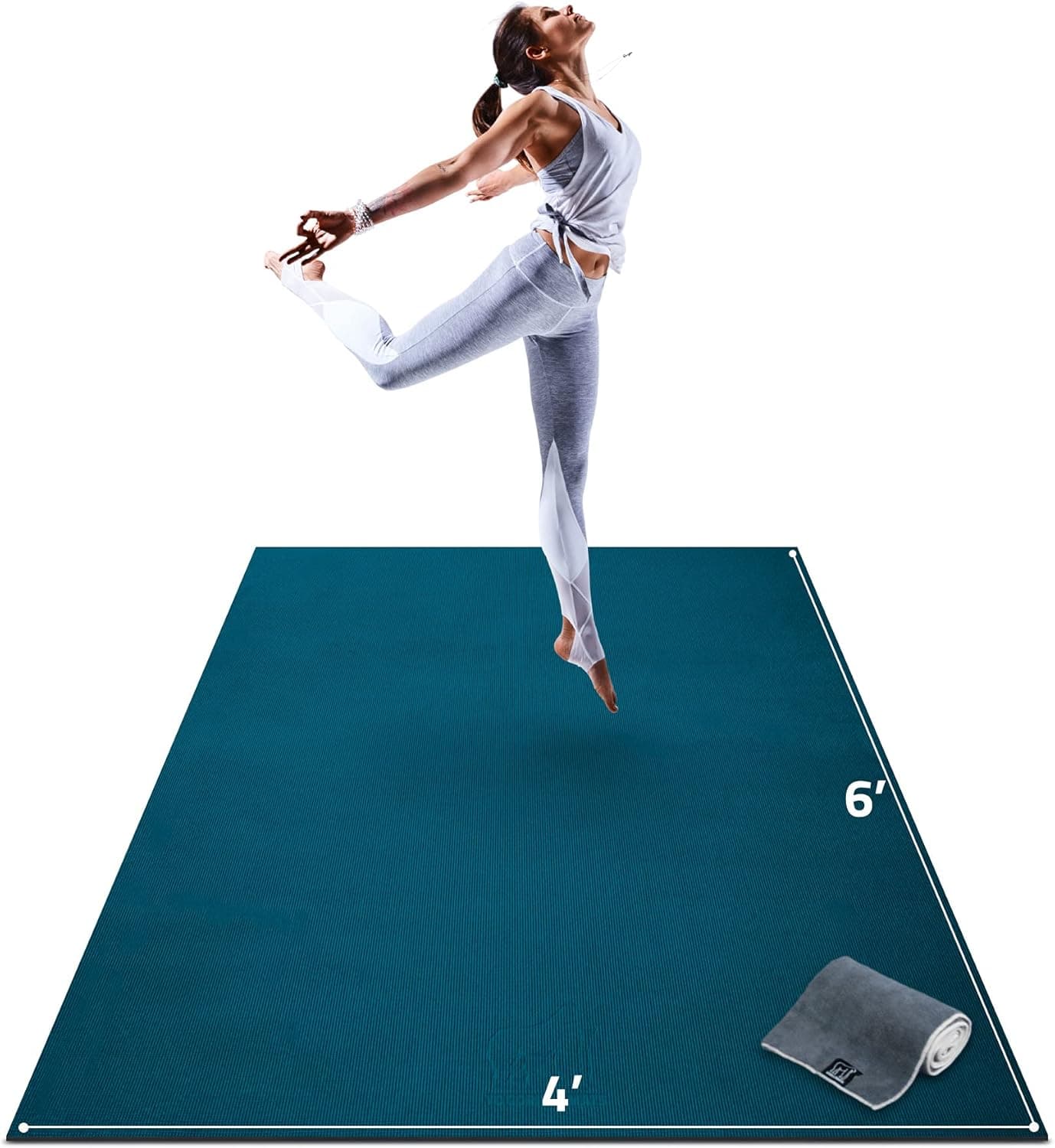 Gorilla Mats Large Yoga Mat - 6' x 4' x 8mm Extra Thick and Wide, Non-Slip Exercise Mat for Home Gym
