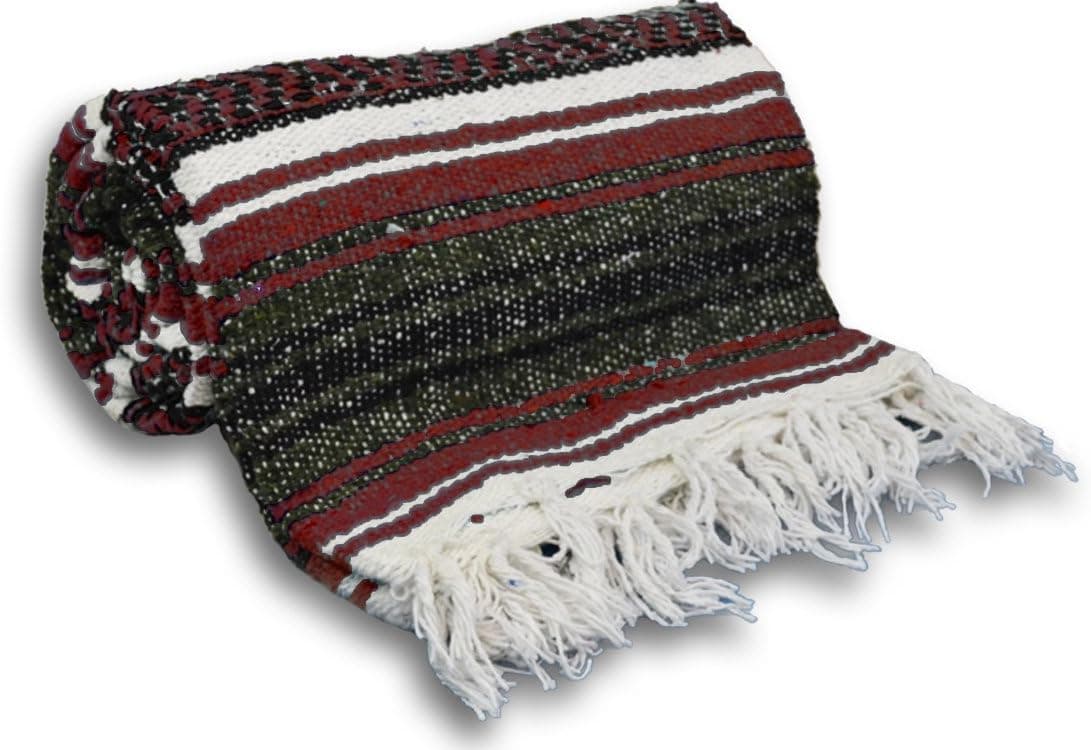 YogaAccessories Traditional Mexican Yoga Blanket - Burgundy