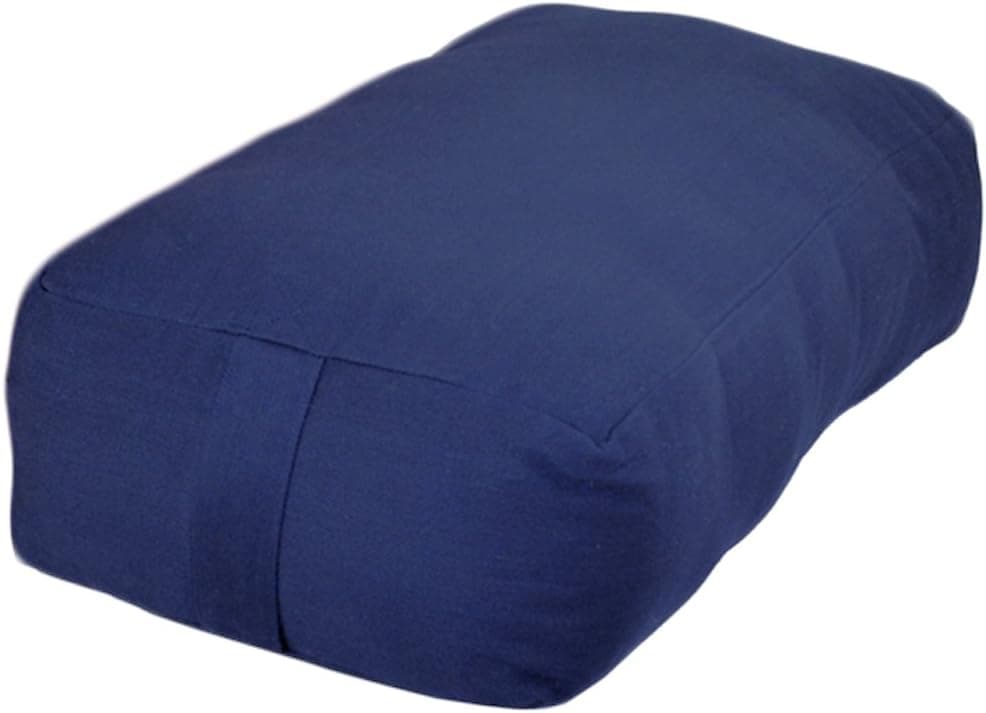 YogaAccessories Small Rectangular Cotton Yoga Bolster - Blue