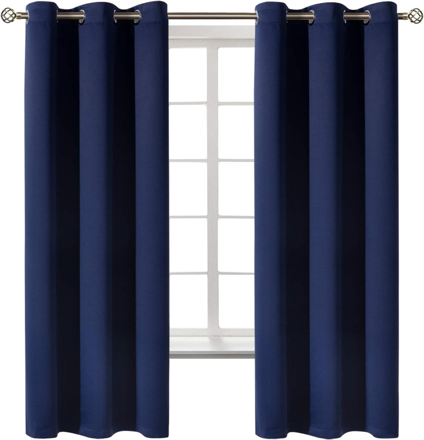 BGment Blackout Curtains for Bedroom - 63 Inch Navy Blue Grommet Room Darkening Thermal Insulated Drapes, 2 Panels