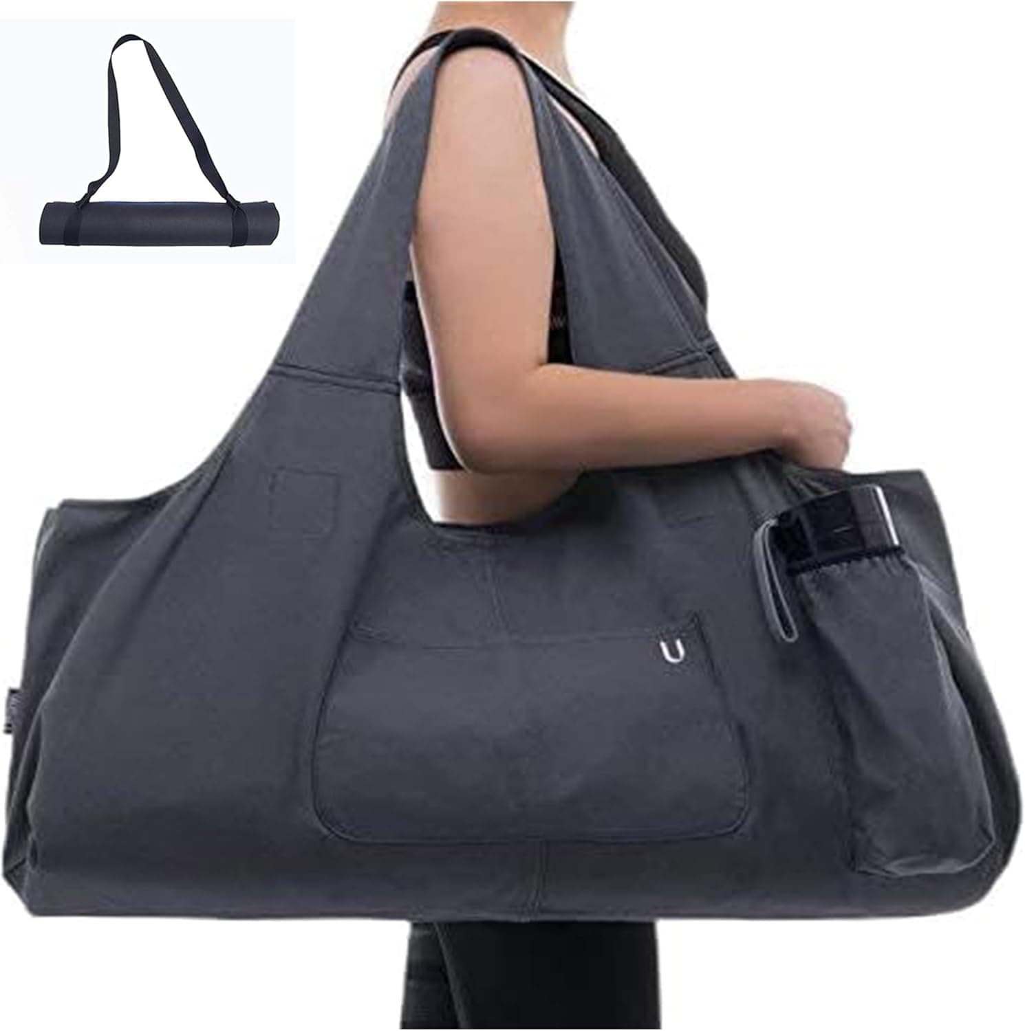 Uhawi Yoga Mat Bag Large Tote Sling Carrier with 4 Pockets, Fits All Size Mats