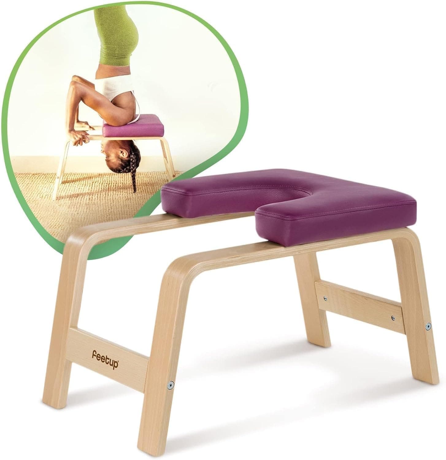 FeetUp - The Original Yoga Headstand Bench, Vegan Handstand Trainer Bench and Stand, Classic White