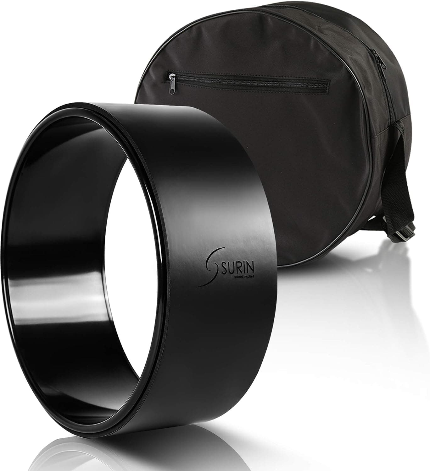 SURIN Black Yoga Wheel Large 13 Inch Strong Dharma Backroller for Back Stretching