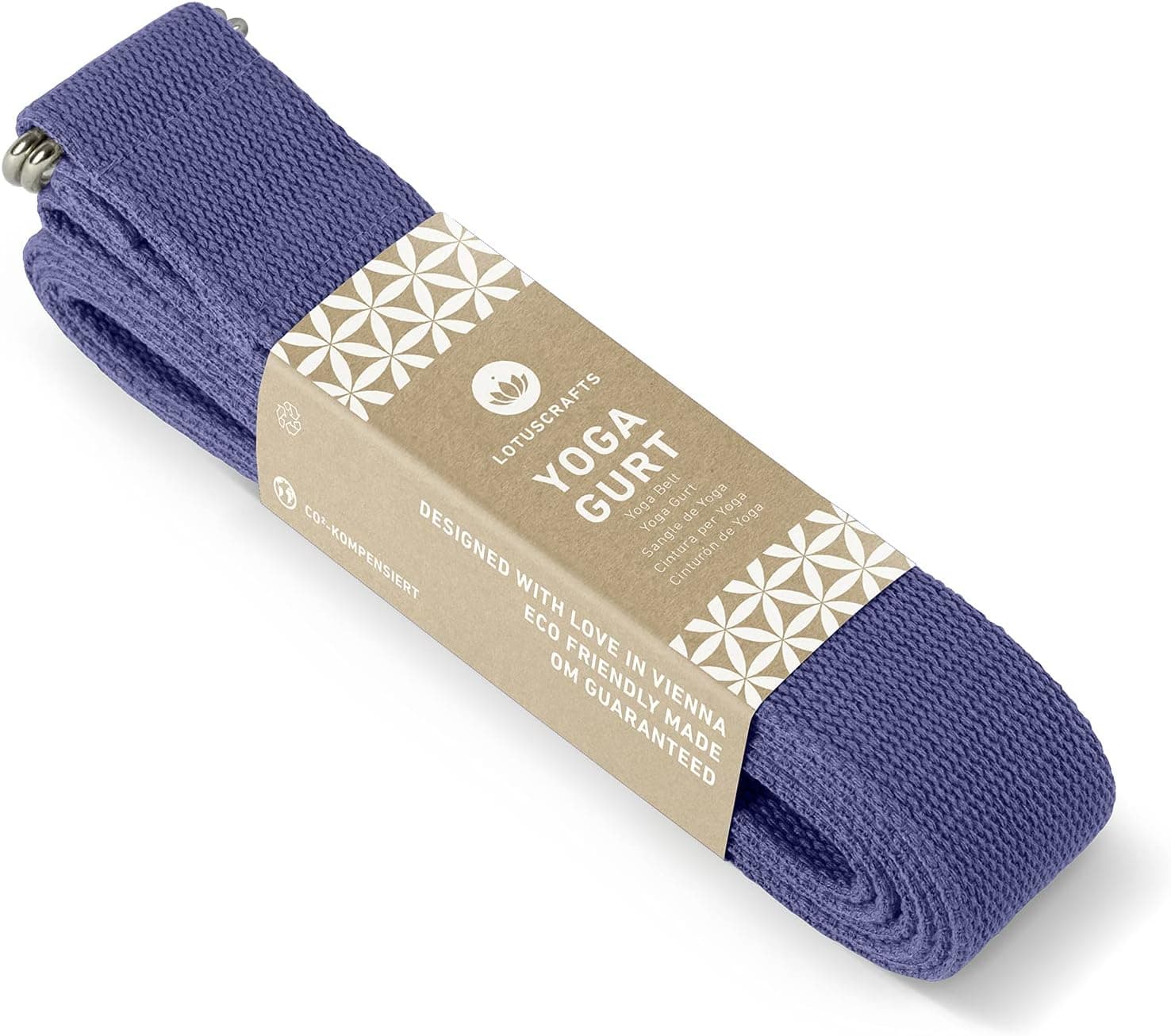 Lotuscrafts Yoga Strap 100% Organic Cotton 8 FT Yoga Belt Strap with Adjustable D-Ring Buckle