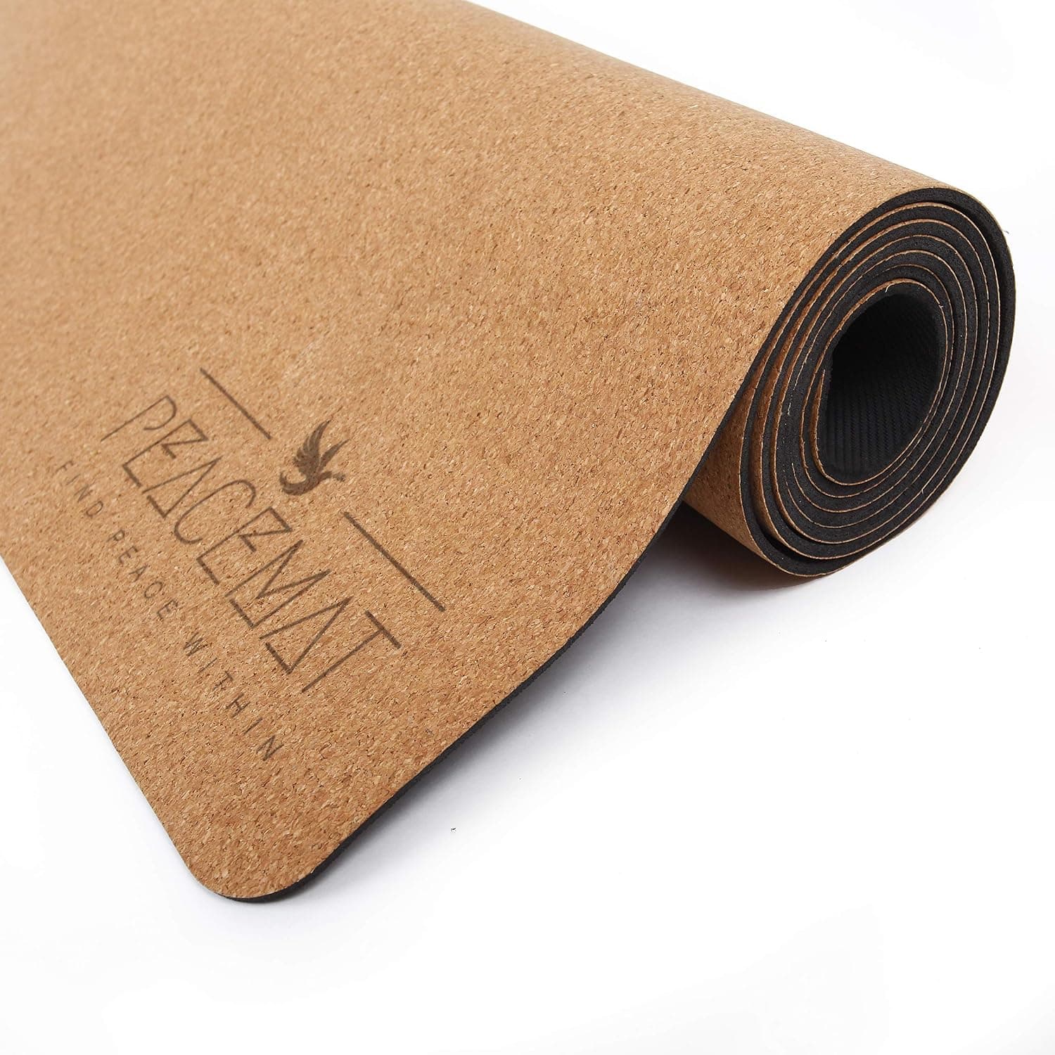 PeaceMat Luxury Cork Yoga Mat with Natural Rubber Bottom, 72 x 24 Inch with Carrying Strap