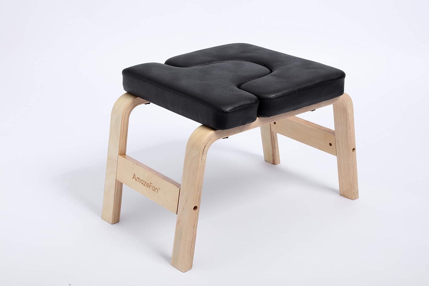 AmazeFan Yoga Headstand Bench - Stand Yoga Inversion Chair Stool with Natural Wood and PU Pads
