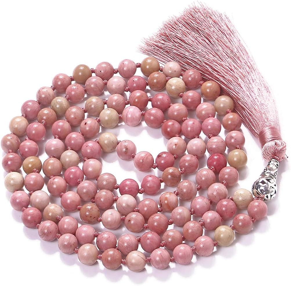 PNEIME 108 Mala Beads Necklace - 8mm Tibetan Prayer Beads, Hand Knotted Japa Mala for Yoga Meditation