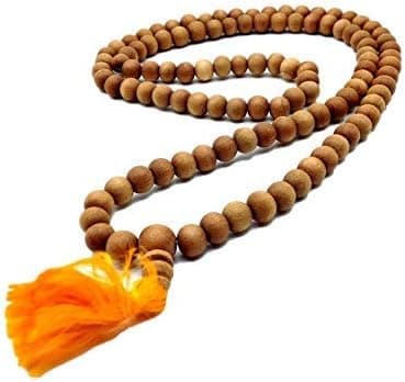 Beads HUB 108 Beads Genuine Sandalwood Tibetan Meditation Prayer Japa Mala Necklace, 8mm