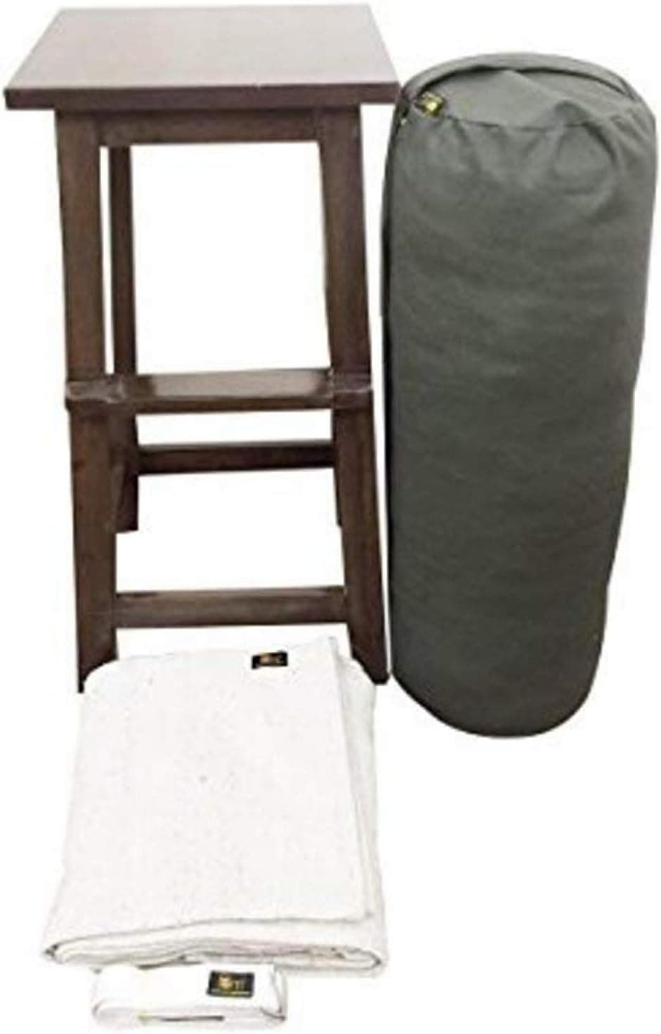 Samadhaan Restorative Yoga Kit - Tall Stool, Bolster, Blanket and Belt, 4 pcs