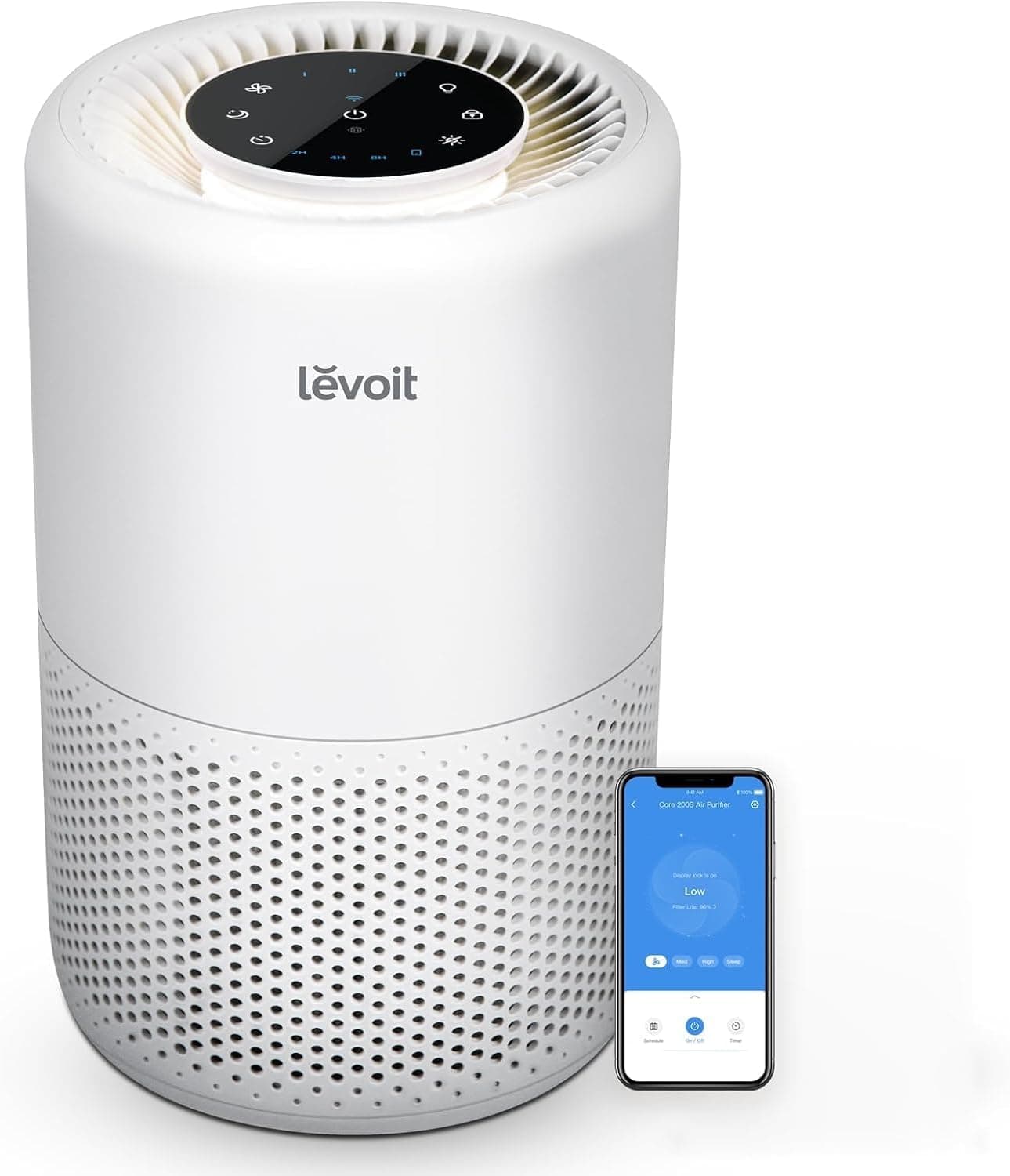 Levoit Core 200S-P Smart Air Purifier for Home and Bedroom, 3-in-1 HEPA Filter, Voice Control