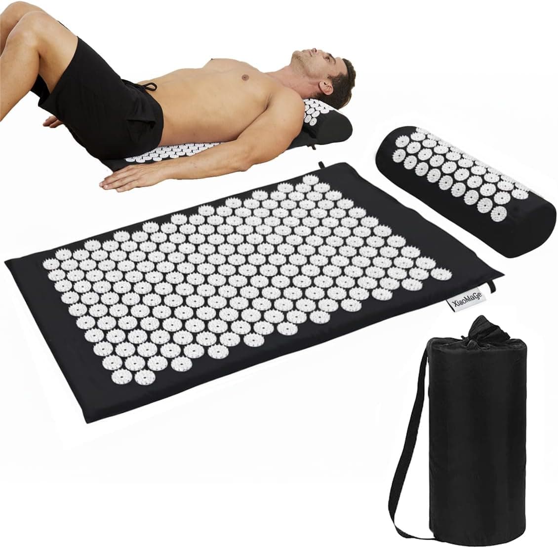 XiaoMaGe Acupressure Mat and Pillow Set with Bag, Large 28.7 x 16.5 inch, for Neck and Back Pain