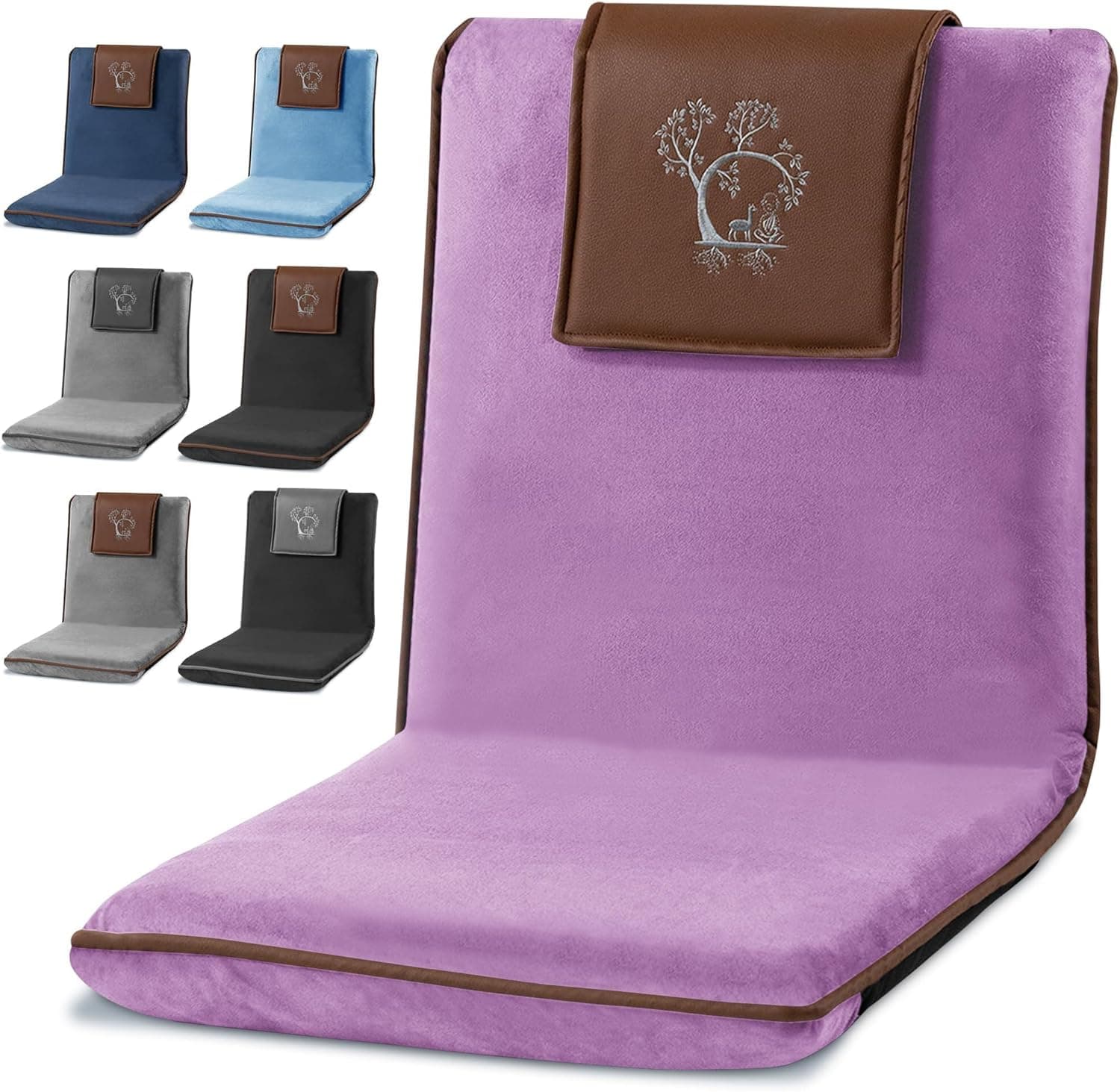 Adjustable Japanese Floor Chair with Back Support - Folding Backjack Floor Chair with 6 Recline Positions and Thick Padding