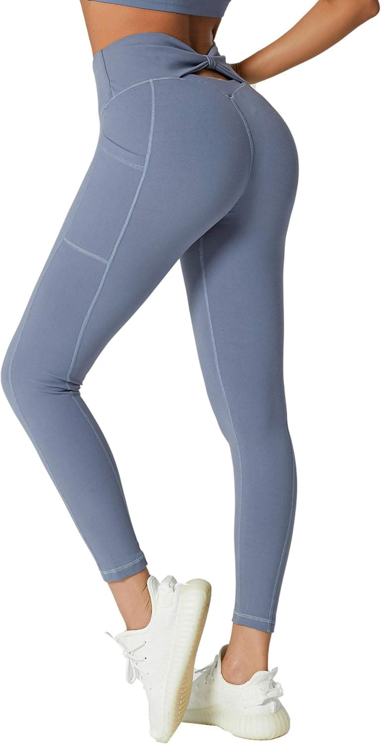 JEGGE High Waist Yoga Leggings with 2 Pockets - Tummy Control Workout Running 4 Way Stretch Yoga Pants