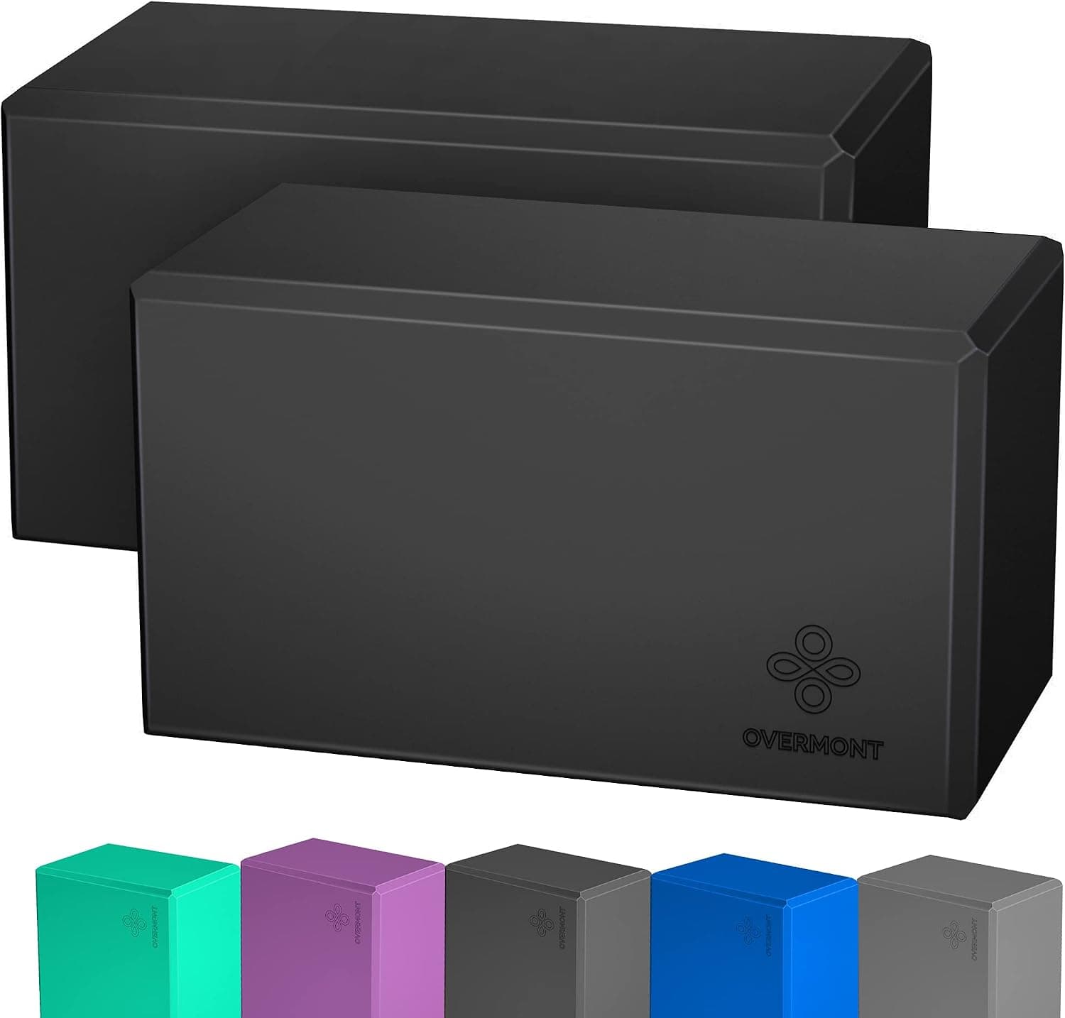 Overmont Yoga Block 2 Pack, Supportive Latex-Free EVA Foam with Soft Non-Slip Surface