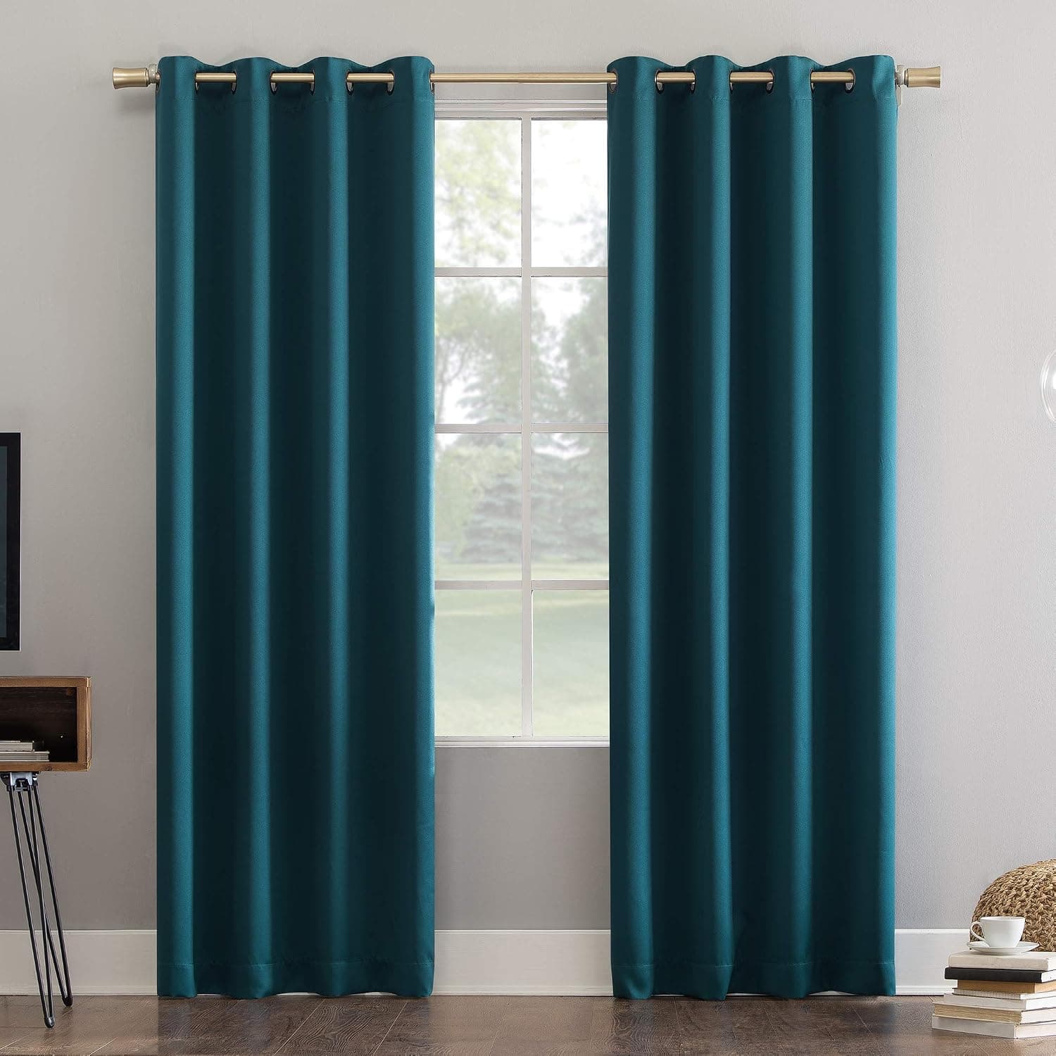 Sun Zero Nordic Theater Grade Extreme 100% Blackout Grommet Curtain Single Panel, 52 x 54 Inch, Teal