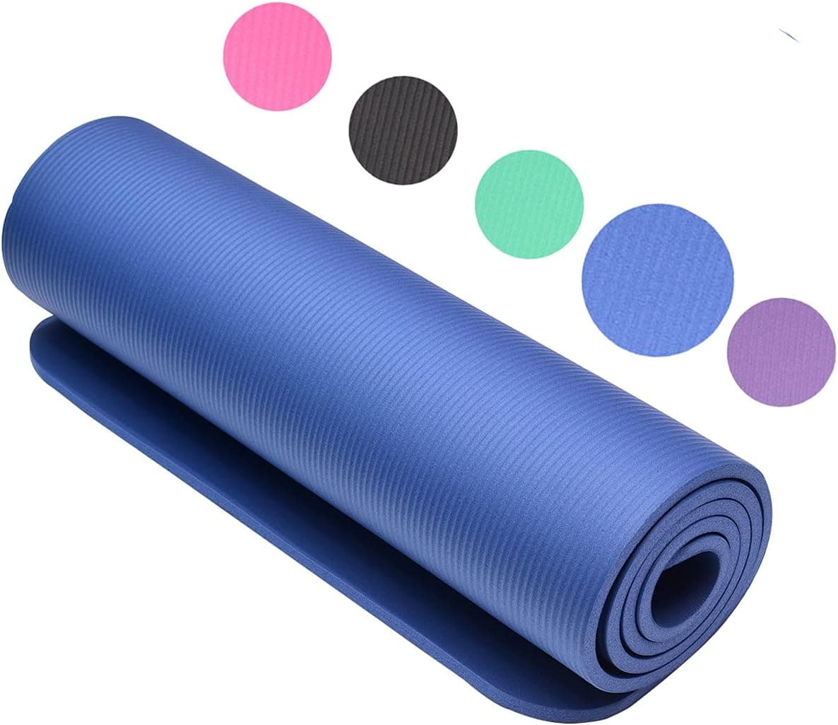 BOBOHOO 10mm NBR Non-Slip Yoga Mat Comfort Foam Fitness Exercise Mat, Blue