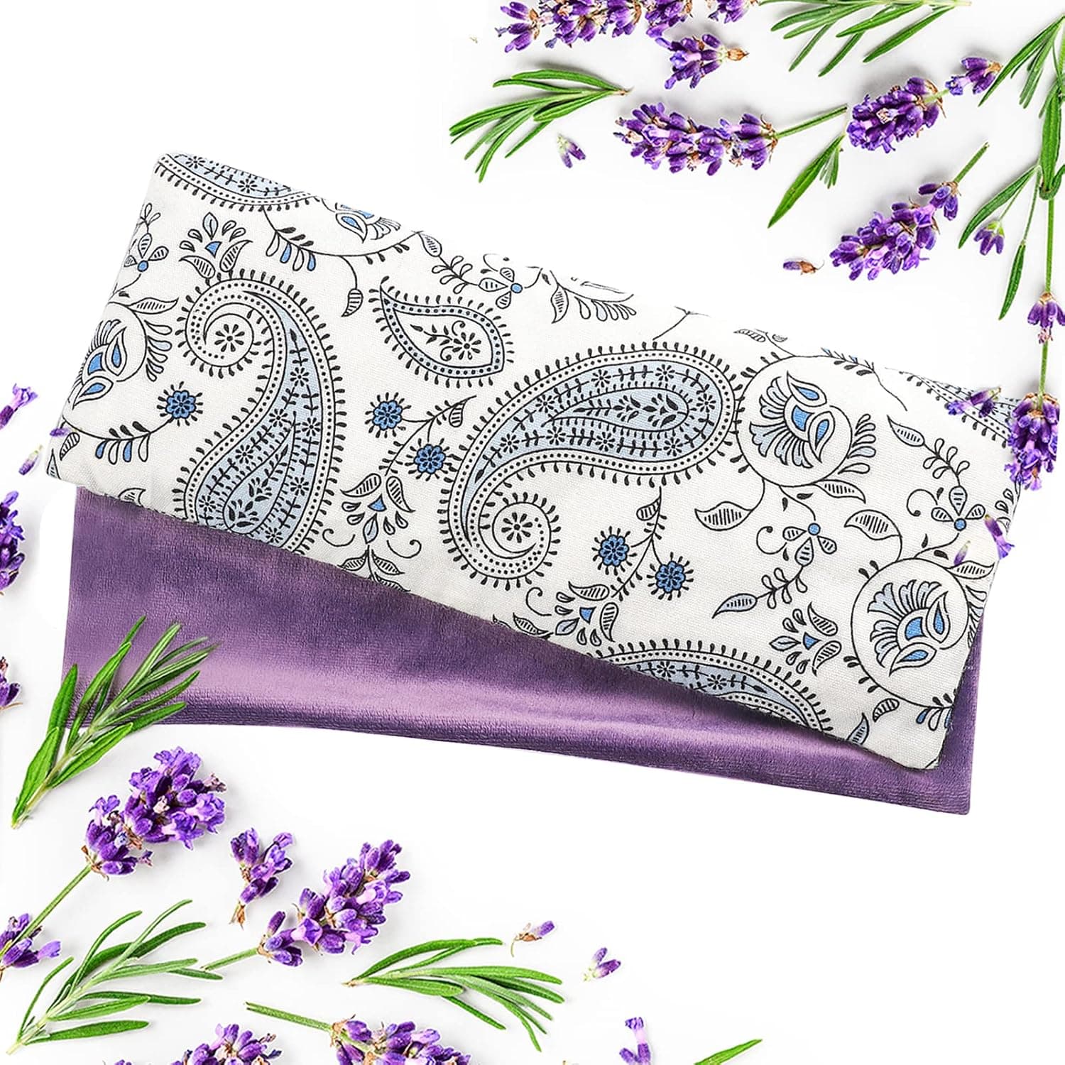 Lavender Eye Pillow for Relaxation, Yoga and Sleep - Weighted Aromatherapy Moist Heat Compress (Purple)