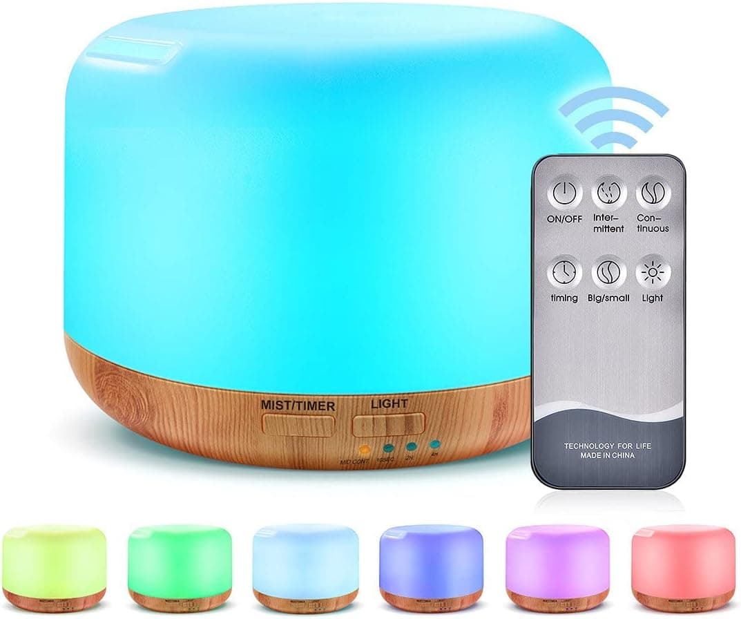300ml Essential Oil Diffuser with Remote Control, Ultrasonic Cool Mist Humidifier with 7 LED Colors