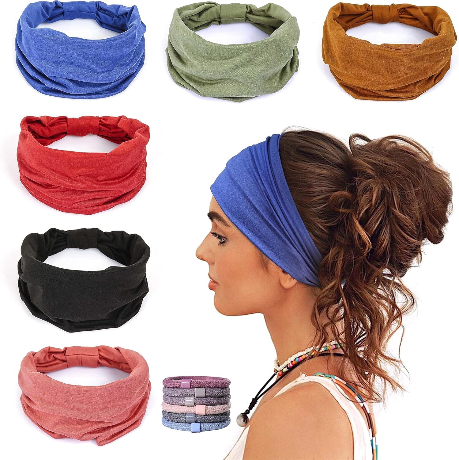 GiLi 6 Pack Wide Headbands for Women Non Slip Soft Elastic Hair Bands for Yoga