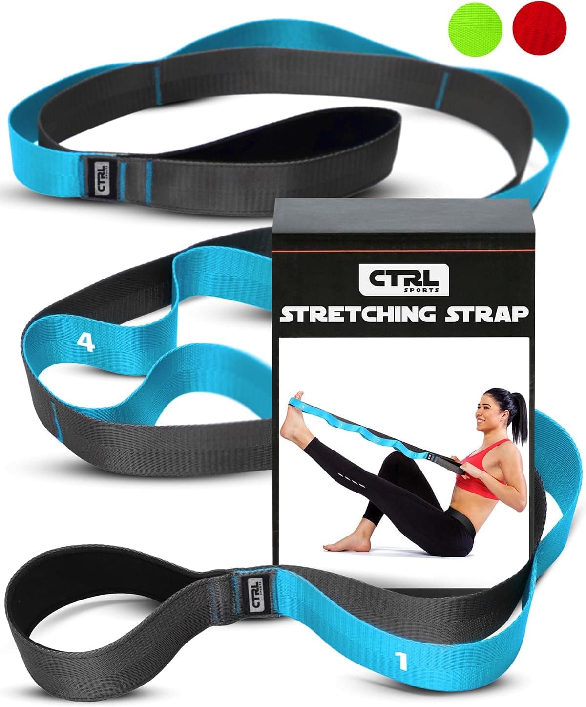 Stretching Strap with Loops - Non Elastic Stretch Band for Physical Therapy and Flexibility