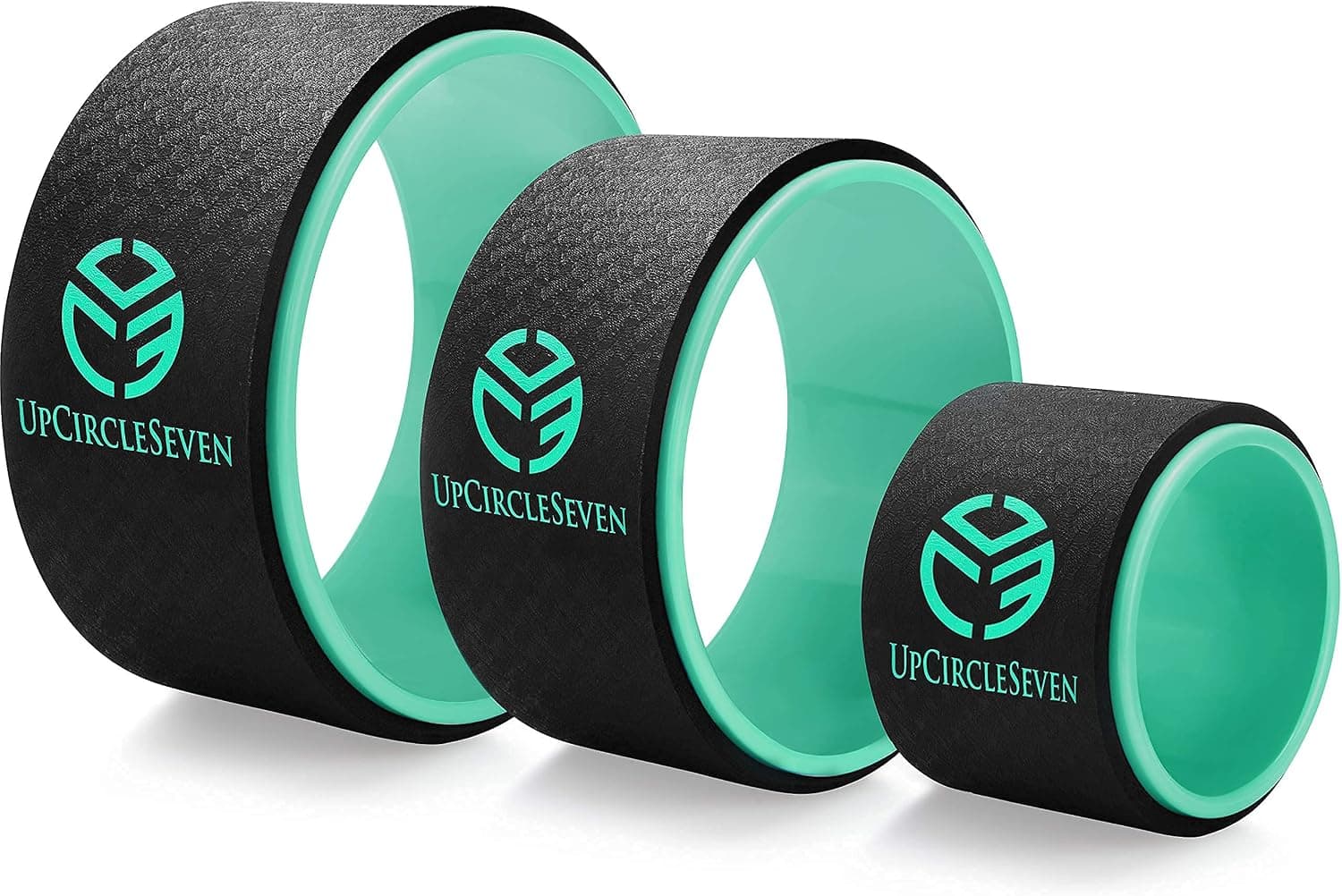 UpCircleSeven Yoga Wheel Set - 3 Pack for Back Pain Stretching and Backbends (12, 10, 6 inch)