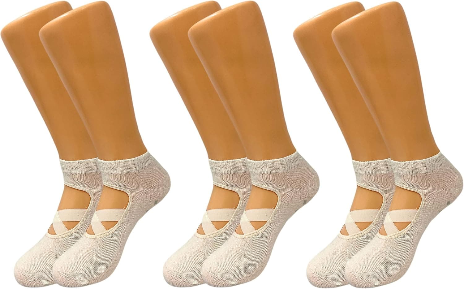 AWS American Made Yoga Pilates Socks for Women - Non-Slip Grips and Straps, 3 Pairs