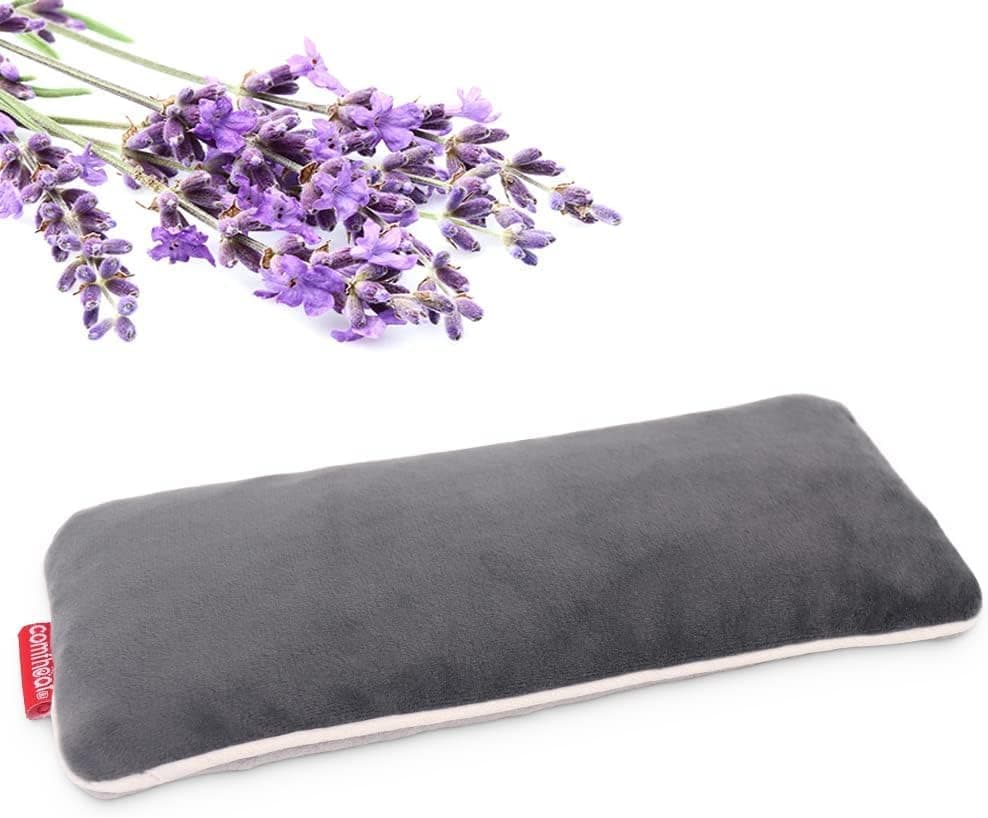 Comfheat Lavender Weighted Eye Pillow for Yoga, Microwavable Moist Heat Eye Compress with Washable Cover