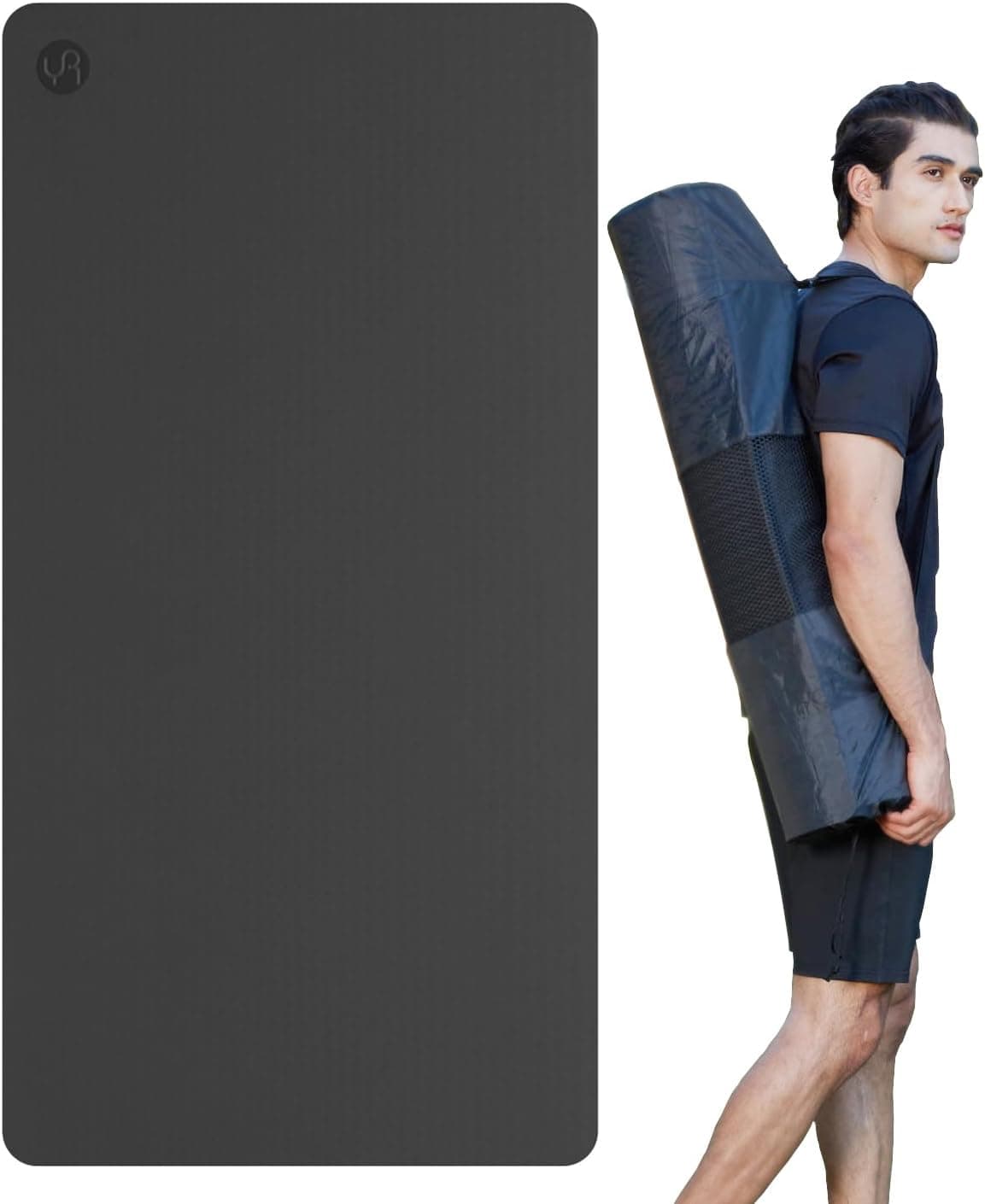 YR Large Exercise Mat 76 x 35 Inch 10mm Thick TPE Yoga Mat Non Slip with Yoga Bag