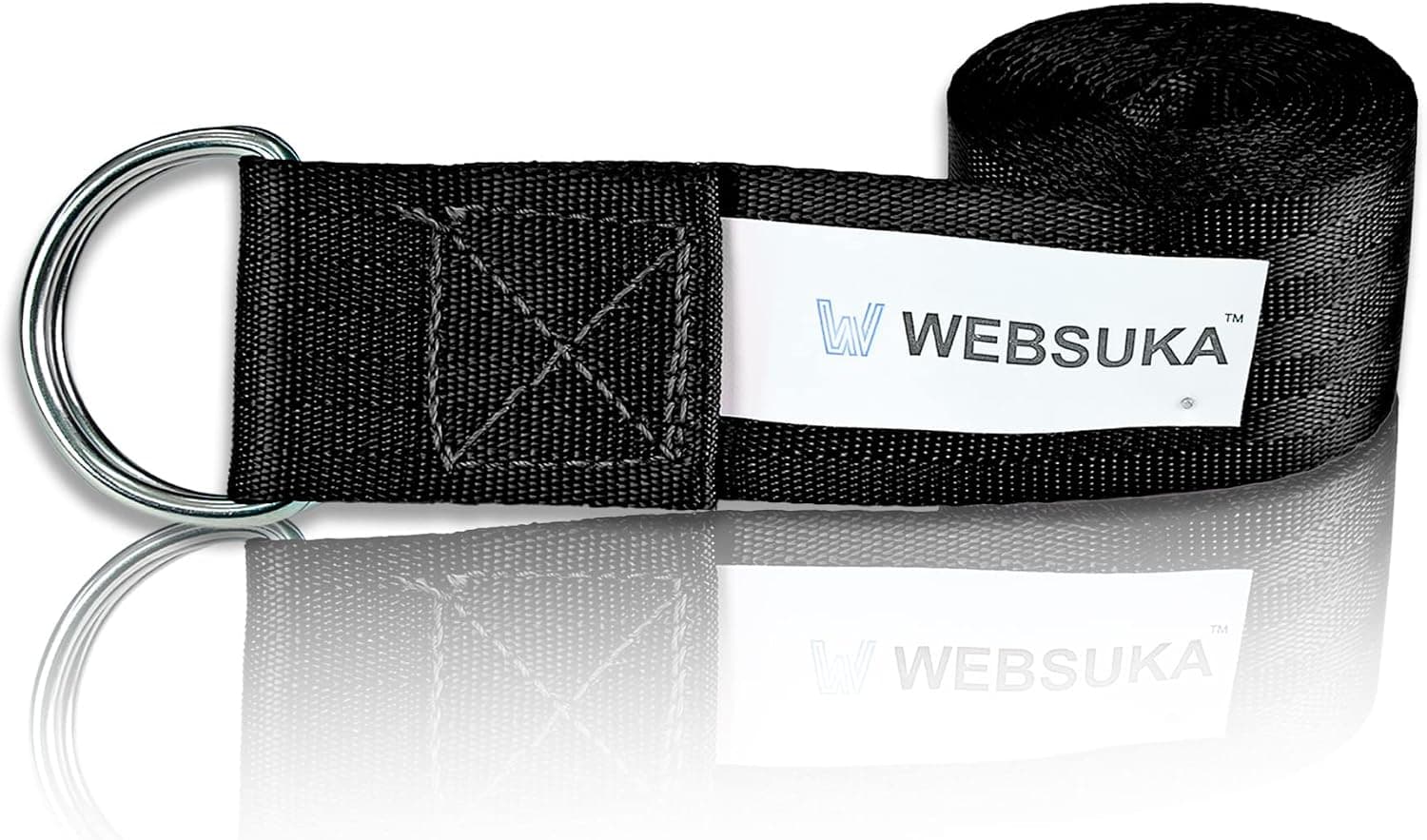WEBSUKA Yoga Strap for Stretching, Durable Webbing with Adjustable Metal D-Ring Buckle Loop