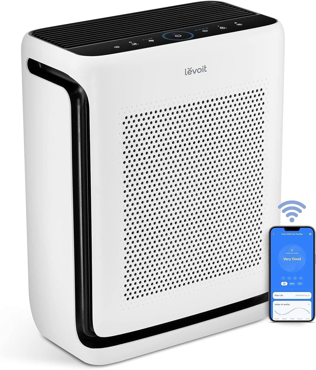 LEVOIT Vital 200S-P Air Purifier for Large Room Up to 1875 Sq Ft, Washable Pre-Filter, Air Quality Monitor