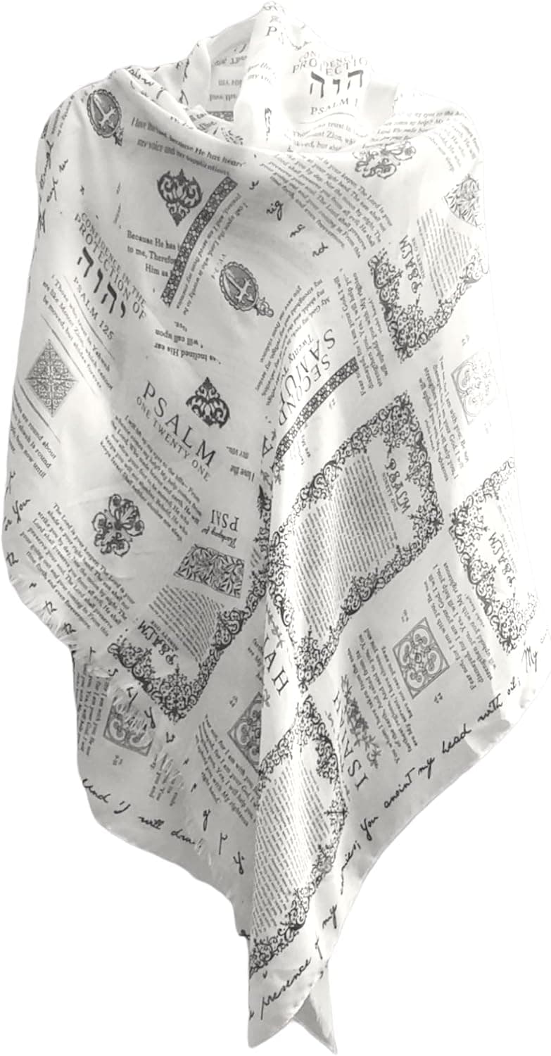 Protection Christian Prayer Shawl with Bible Verses, Off-White Meditation Shawl