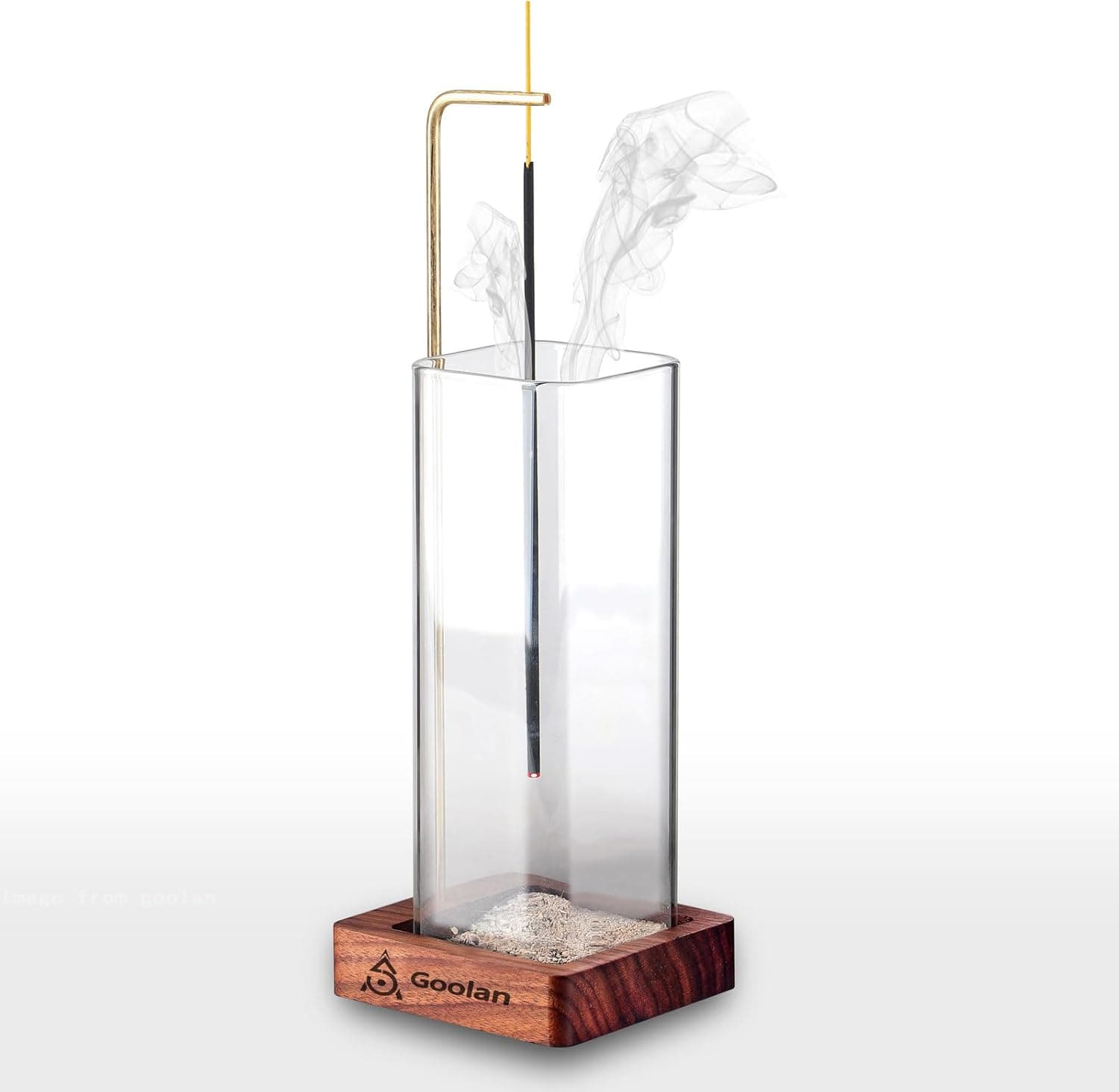 Goolan Anti-Ash Incense Holder for Sticks with Removable Glass Ash Catcher, No Mess