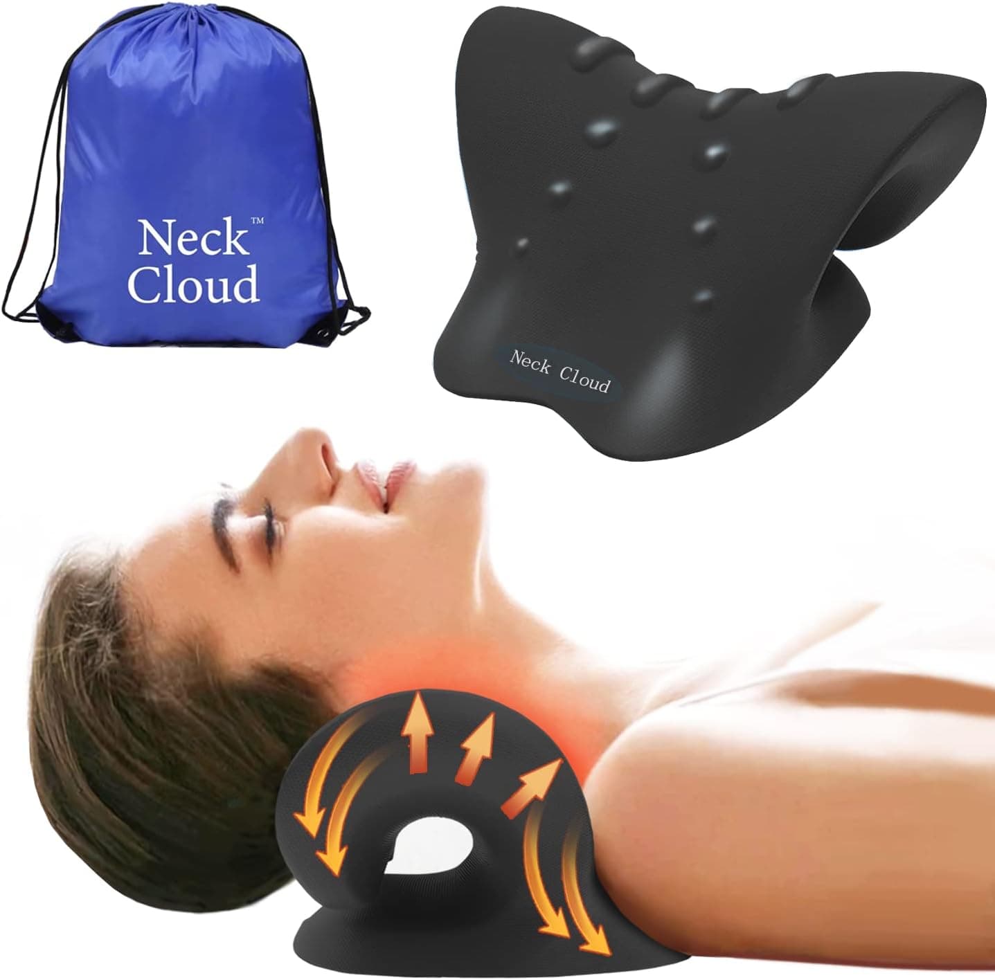 Neck Cloud Cervical Traction Device for Hump, Neck and Shoulder Relaxer (Black)