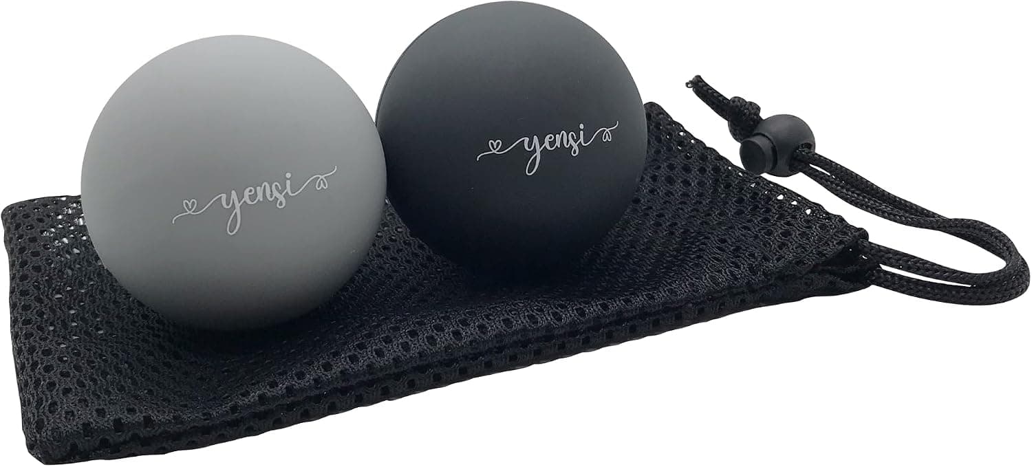YENSI Silicone Massage Lacrosse Balls for Trigger Point Therapy, Set of 2 Balls with Carrying Bag, Latex-Free