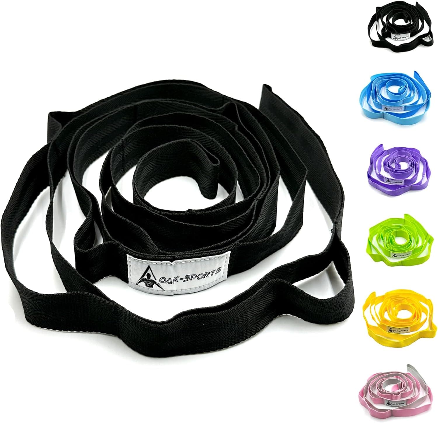 Stretching Strap Yoga Strap with Loops, Non-Elastic Exercise Strap with Workout Guide